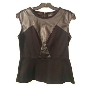 leather detail peplum top